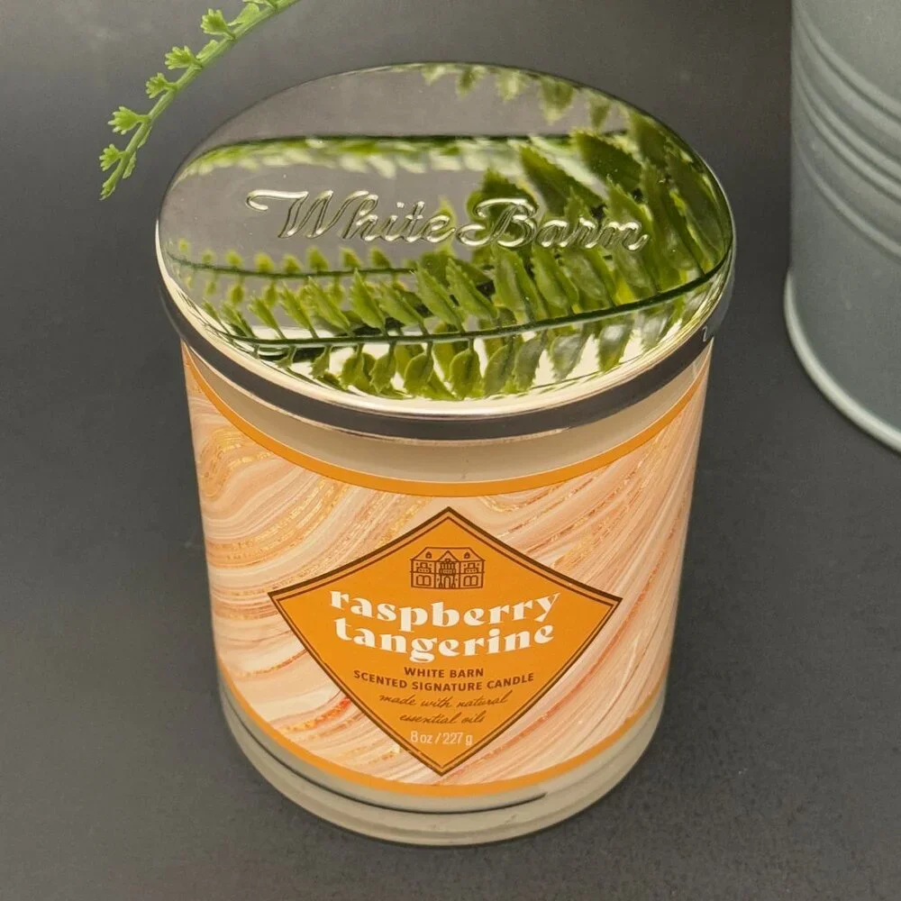 BBW Raspberry Tangerine White Barn Bath & Body Works Single Wick Candle - Picture 4 of 10